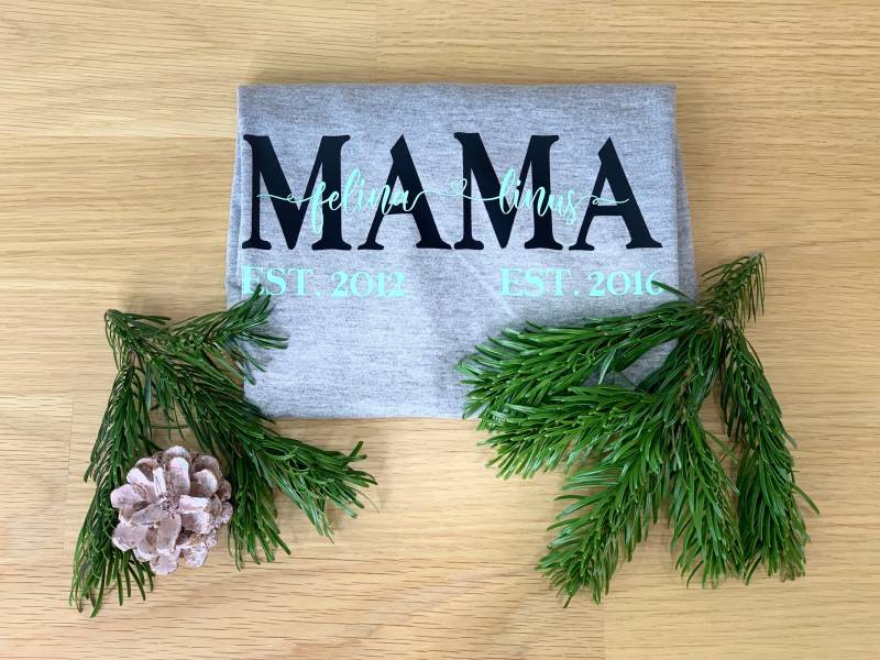Mama Shirt/Personalisiertes Mutter T-Shirt Geschenk Mama Muttertag Familien Grau Xs-5Xl von FelinusDruck
