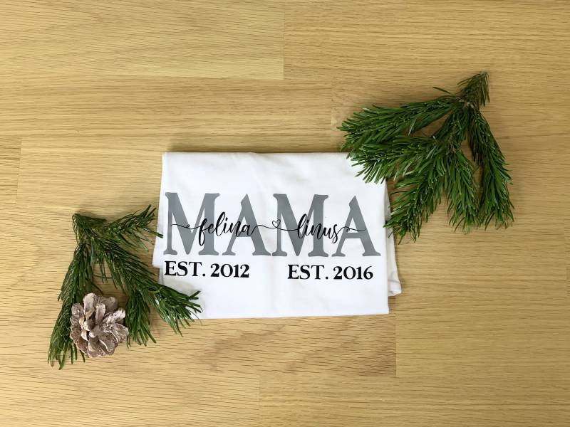 Mama Shirt/Personalisiertes Mutter T-Shirt Geschenk Mama Muttertag Familien Weiß Xs-5Xl von FelinusDruck