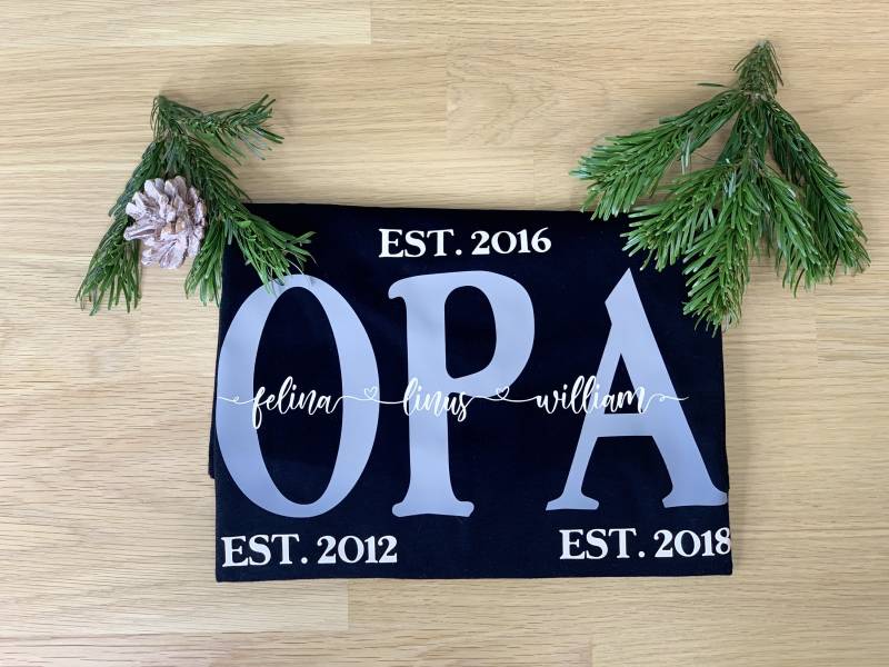 Opa Shirt/Personalisiertes T-Shirt Geschenk Grandpa/ Dad Papa Vater Familien Schwarz Bis 5xl von FelinusDruck