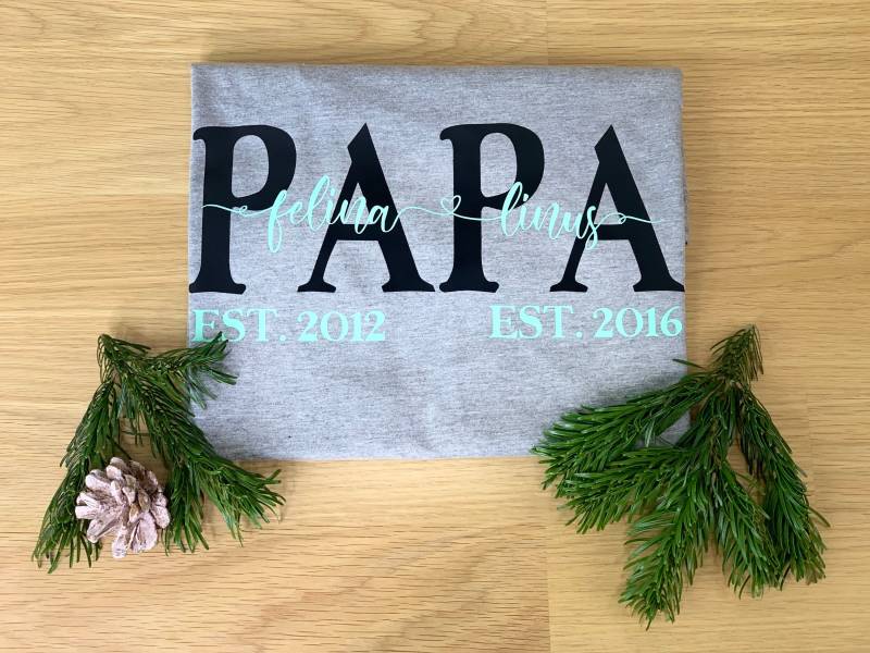 Papa Shirt/Personalisiertes Vater T-Shirt Geschenk Dad Papa Vatertag Familien Grau Xs-5Xl von FelinusDruck