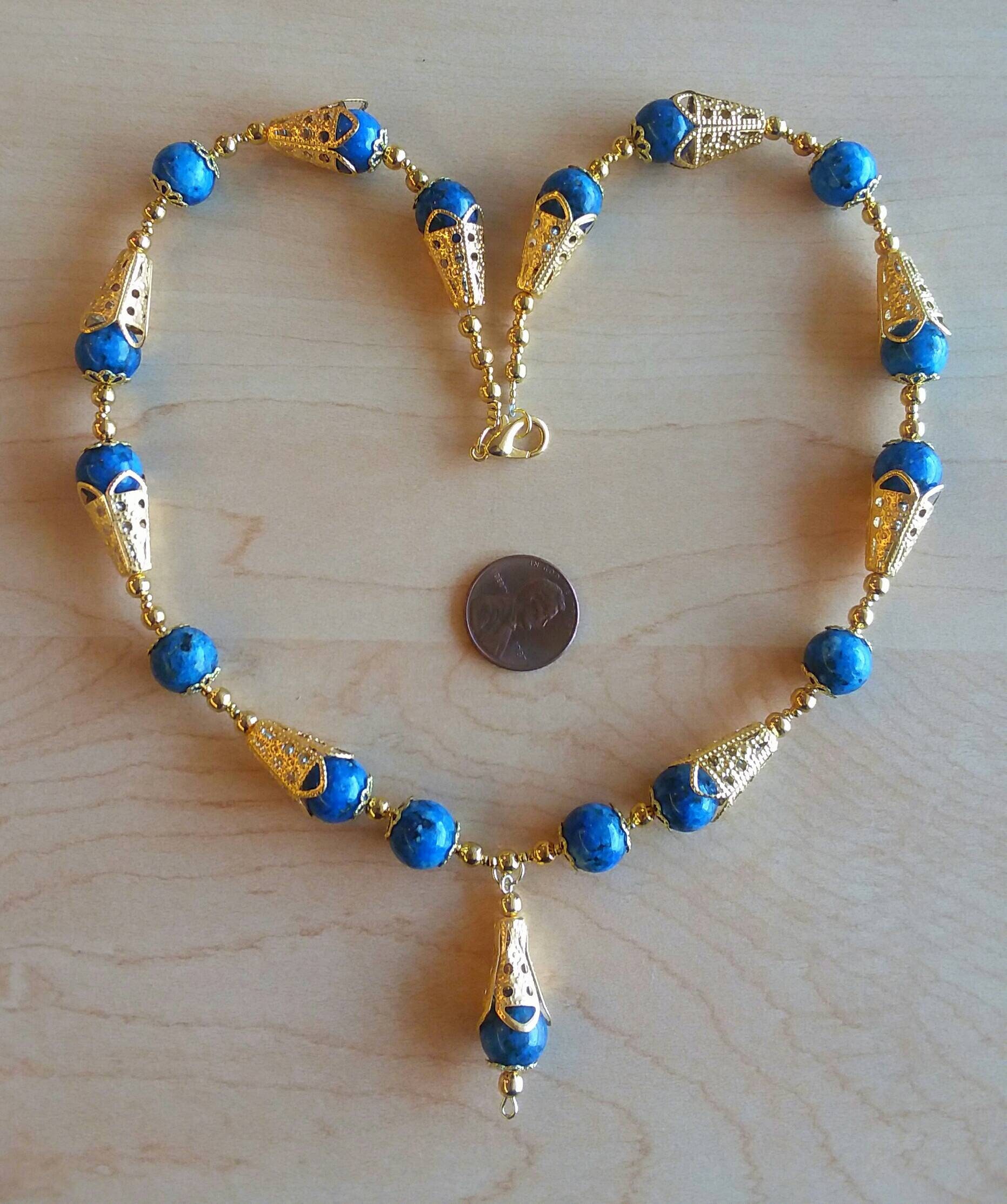 Lapis Und Gold Filigrane Halskette Lapis Und Gold Filigrane Halskette von FelisLapis