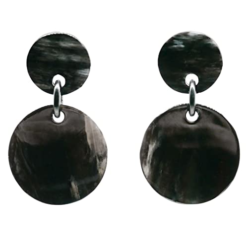 Feliss Damen Boho Ohrringe Ohrstecker hängend afrikanischer Schmuck aus 100% Horn. Große Ohrhänger in schwarz, kleines Geschenk. Hippie earrings aesthetic von Feliss
