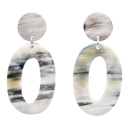 Feliss Damen Boho Ohrringe Ohrstecker hängend afrikanischer Schmuck aus 100% Horn. Große Ohrhänger in schwarz, kleines Geschenk. Hippie earrings aesthetic von Feliss