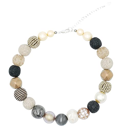 Feliss Handmade: Ketten aus Perlen Halskette Damen Statement Kette 45 cm lang in Boho Style. Choker Schmuck. Beads Perlenkette Frauen (Classic Mix) von Feliss