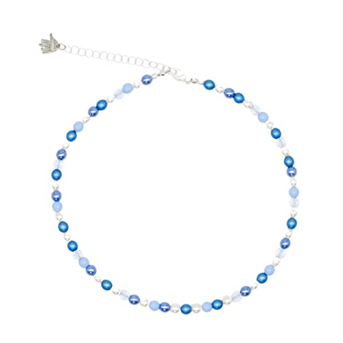 Feliss Handmade: Ketten aus Perlen, Halskette Damen. Statement Kette 45 cm lang. Choker Halsband, aesthetic Necklace Schmuck. Beads Perlenkette für Frauen in blau mit Keramikperlen von Feliss