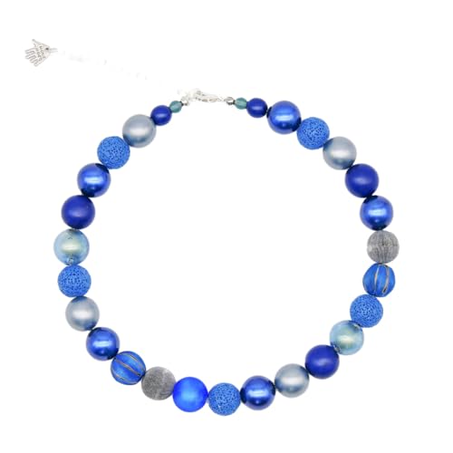 Feliss Handmade Schmuck, Kette Damen, Geburtstagsgeschenk für Frauen, Halskette ca. 45cm lang, Perlenkette, Choker, aesthetic accessoires, blau von Feliss