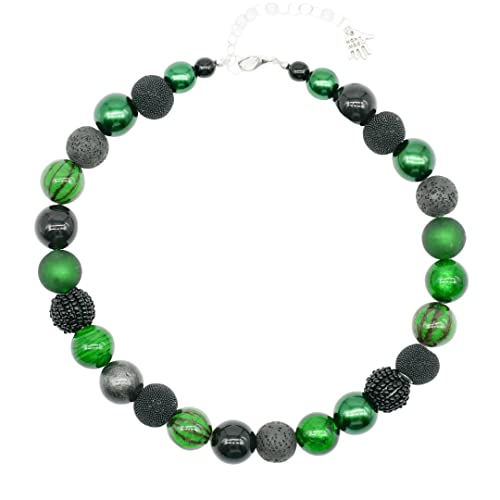 Feliss Handmade: Ketten aus Perlen, Halskette Damen. Statement Kette 45 cm lang in Boho Style. Choker, aesthetic Necklace Schmuck. Beads Perlenkette für Frauen in grün mit Glasperlen von Feliss