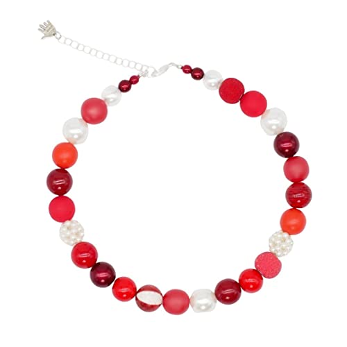 Feliss Handmade: Ketten aus Perlen, Halskette Damen. Statement Kette 45 cm lang in Boho Style. Choker Halsband, aesthetic Necklace Schmuck. Beads Perlenkette für Frauen in rot mit Glasperlen von Feliss