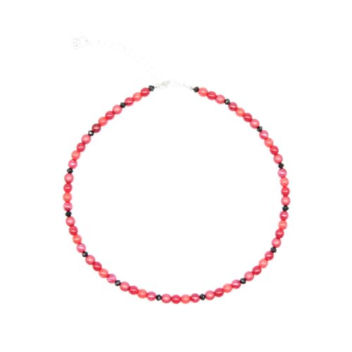 Feliss Handmade: Ketten aus Perlen Halskette Damen Statement Kette 45 cm lang in Boho Style. Choker Halsband Schmuck. Beads Perlenkette Frauen rot von Feliss