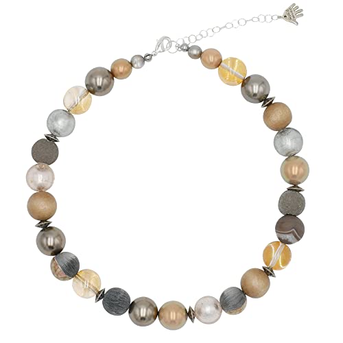 Feliss Handmade: Ketten aus Perlen Halskette Damen Statement Kette 45 cm lang in Boho Style. Choker Schmuck. Beads Perlenkette Frauen (Pearl Beige) von Feliss