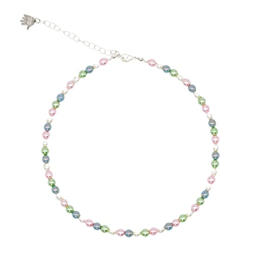 Feliss Handmade: Ketten aus Perlen, Halskette Damen. Statement Kette 45 cm lang. Choker Halsband, aesthetic Necklace Schmuck. Beads Perlenkette für Frauen in bunt mit Glasperlen (Rainbow Pearls) von Feliss