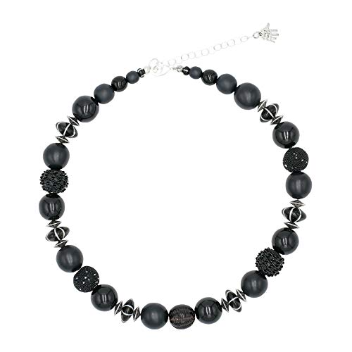 Feliss Handmade: Ketten aus Perlen, Halskette Damen. Statement Kette 45 cm lang. Choker Halsband, aesthetic Necklace Schmuck. Beads Perlenkette für Frauen in schwarz mit Glasperlen von Feliss