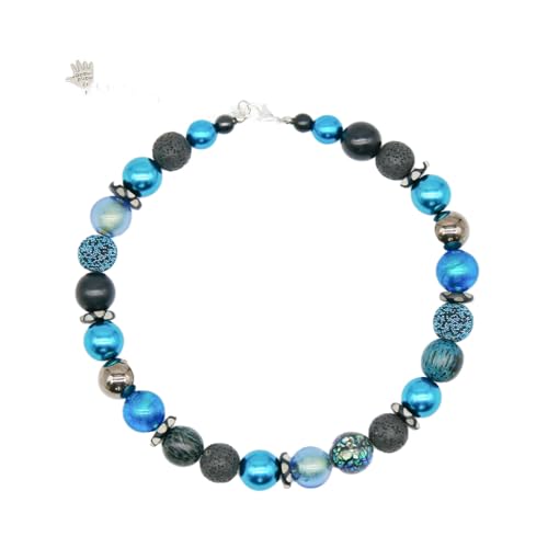Feliss Handmade: Ketten aus Perlen, Halskette Damen. Statement Kette 45 cm lang. Choker Halsband, aesthetic Necklace Schmuck. Beads Perlenkette für Frauen (Magic Sky) von Feliss