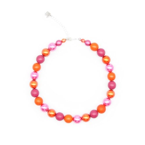 Feliss Handmade: Ketten aus Perlen Halskette Damen Statement Kette 45 cm lang in Boho Style. Choker Halsband Schmuck. Beads Perlenkette Frauen pink von Feliss