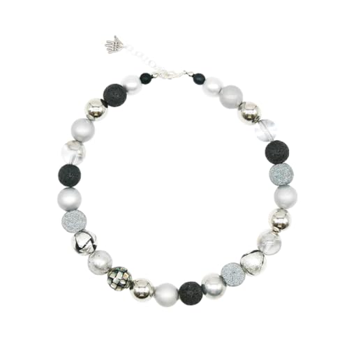 Feliss Handmade: Ketten aus Perlen Halskette Damen Statement Kette 45 cm lang in Boho Style. Choker Halsband Schmuck. Beads Perlenkette Frauen schwarz von Feliss