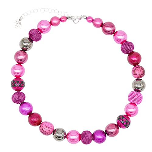 Feliss Handmade Schmuck, Kette Damen, Geburtstagsgeschenk für Frauen, Halskette ca. 45cm lang, Perlenkette, Choker, aesthetic accessoires, pink von Feliss