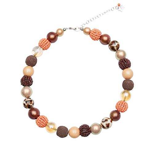 Feliss Handmade: Ketten aus Perlen, Halskette Damen. Statement Kette 45 cm lang in Boho Style. Choker Halsband, aesthetic Necklace Schmuck. Beads Perlenkette für Frauen in braun mit Glasperlen von Feliss