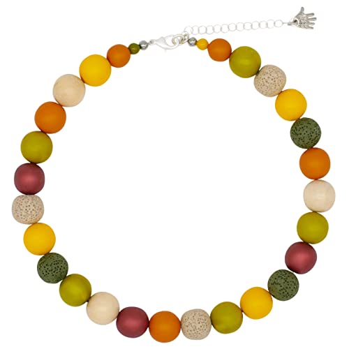 Feliss Handmade: Ketten aus Perlen, Halskette Damen. Statement Kette 45 cm lang in Boho Style. Choker Halsband, aesthetic Necklace Schmuck. Beads Perlenkette für Frauen in bunt mit Lavaperlen von Feliss