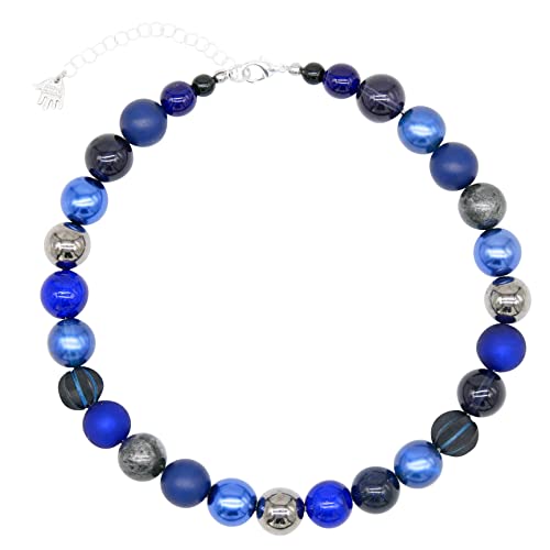 Feliss Handmade: Ketten aus Perlen, Halskette Damen. Statement Kette 45 cm lang. Choker Halsband, aesthetic Necklace Schmuck. Beads Perlenkette für Frauen (Blue Hour) von Feliss