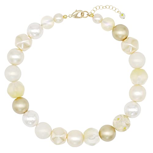 Feliss Handmade: Ketten aus Perlen Halskette Damen Statement Kette 45 cm lang in Boho Style. Choker Schmuck. Beads Perlenkette Frauen (Daisy) von Feliss