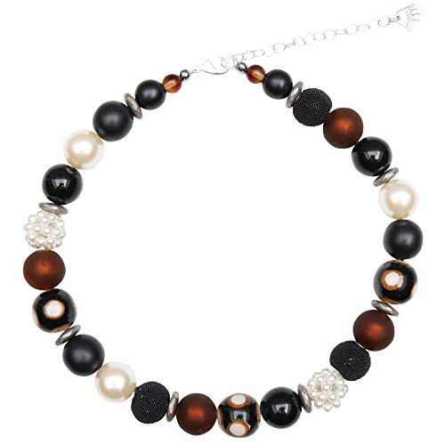 Feliss Handmade: Ketten aus Perlen Halskette Damen Statement Kette 45 cm lang in Boho Style. Choker Halsband Schmuck. Beads Perlenkette Frauen braun von Feliss