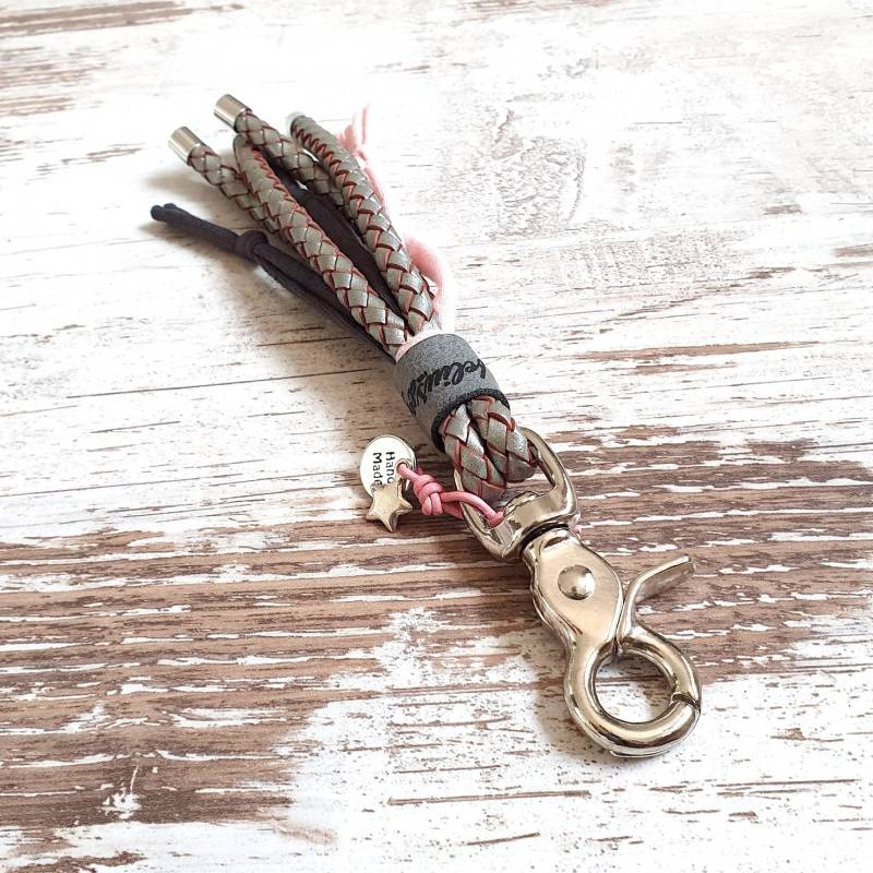 Schlüsselanhänger Vagabond Pure Pastel - Personalisierbar Aus Leder Und Textilgarn Details in Bronze, Gold, Rosegold, Oder Silber von FeliusforDogs