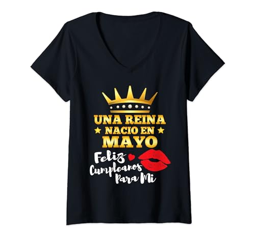 Damen Reina Nacio En Mayo Cumpleaños Mai Geburtstag Königin T-Shirt mit V-Ausschnitt Damen Reina Nacio En Mayo Cumpleaños Mai Geburtstag Königin T-Shirt mit V-Ausschnitt von Feliz Cumpleanos Reinas Geburtstag Co.