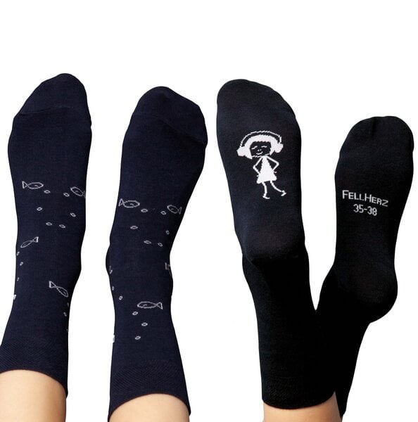 FellHerz 6er Pack Socken mit Biobaumwolle Anker dunkelblau und schwarz von FellHerz