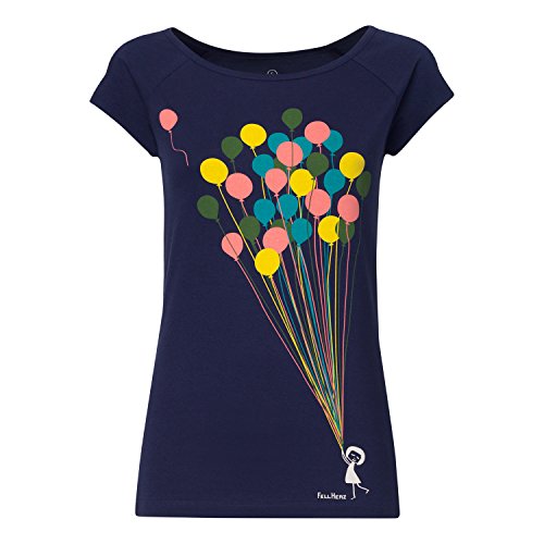FellHerz Damen T-Shirt Balloons Girl Midnight Bio, Fair und Vegan (L) von FellHerz