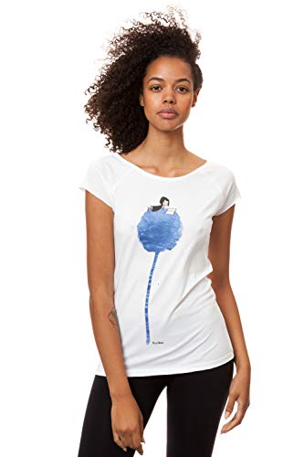 FellHerz Damen T-Shirt Blumenbuch Weiß Bio Fair und Vegan (XL) von FellHerz