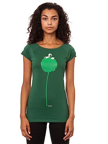 FellHerz Blumenbuch dunkelgrün - süßes Damen T-Shirt aus 100% Bio-Baumwolle fair produziert nachhaltig alternativ Organic Cotton grün Mädchen Fee Pflanze Lesen (L) von FellHerz