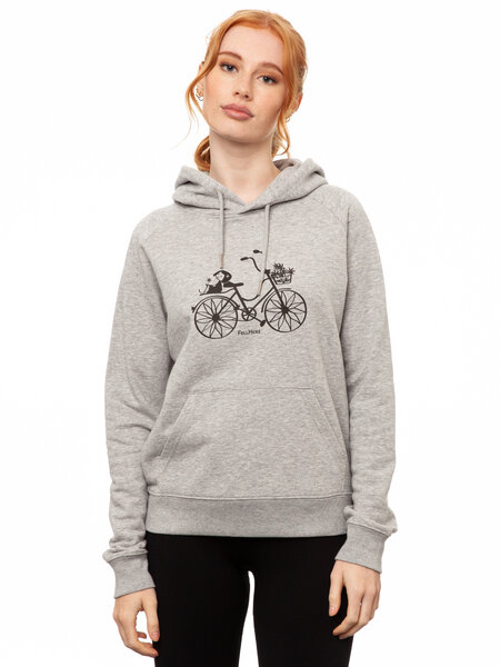 FellHerz Damen Hoodie Fahrrad-Mädchen grey melange, Bio Fair und Vegan von FellHerz