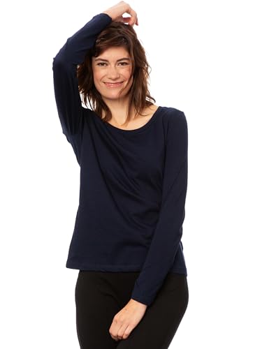 FellHerz Damen Langarmshirt Navy Bio-Baumwolle Longsleeve Bio Fair Vegan Nachhaltig Dunkelblau von FellHerz