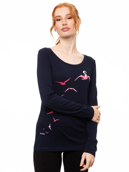 FellHerz Damen Longsleeve Möwenflug Girl Bio Fair & Vegan von FellHerz