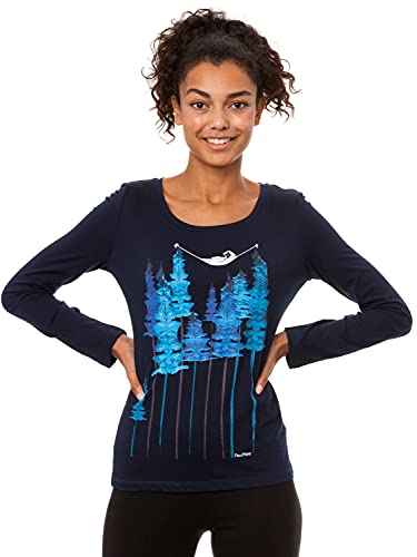 FellHerz Damen Longsleeve Wood Girl Navy Bio, Fair und Vegan (Blau, S) von FellHerz