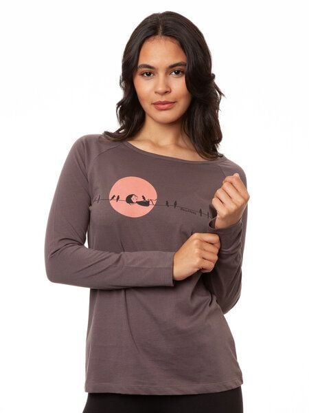 FellHerz Damen Raglan Longsleeve Sunrise volcanic grey Bio Fair Vegan FellHerz Damen Raglan Longsleeve Sunrise volcanic grey Bio Fair Vegan von FellHerz