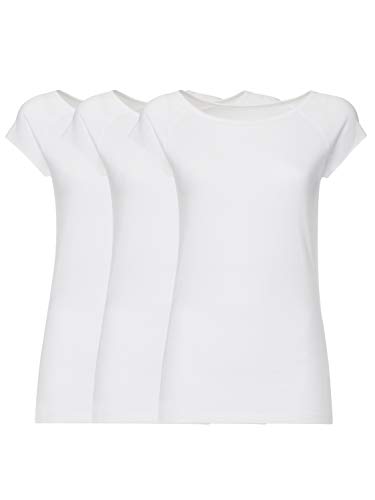 FellHerz Damen T-Shirt 3-er Pack weiß, Bio & Fair aus 100% Bio-Baumwolle und unter fairen Bedingungen hergestellt, nachhaltig, vegan, ökologisch, alternativ, natürlich, White (L) von FellHerz