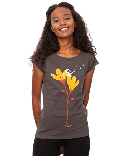 FellHerz Damen T-Shirt Gitarrenmädchen Girl Darkgrey Bio, Fair und Vegan (S) von FellHerz