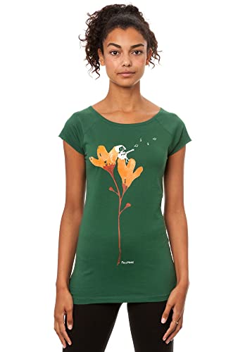 FellHerz Damen T-Shirt Gitarrenmädchen dunkelgrün - Bio & Fair & Vegan aus 100% Bio-Baumwolle und unter fairen Bedingungen hergestellt, nachhaltig und ökologisch (XS) von FellHerz