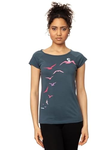 FellHerz Damen T-Shirt Möwenflug Cap Sleeve Thundercloud, Größe XL Bio, Fair und Vegan FellHerz Damen T-Shirt Möwenflug Cap Sleeve Thundercloud, Größe XL Bio, Fair und Vegan von FellHerz