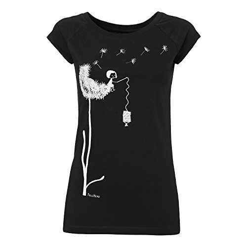 FellHerz Damen T-Shirt Pusteblume schwarz - Bio & Fair & vegan aus 100% Bio-Baumwolle nachhaltig und ökologisch (XXL) von FellHerz