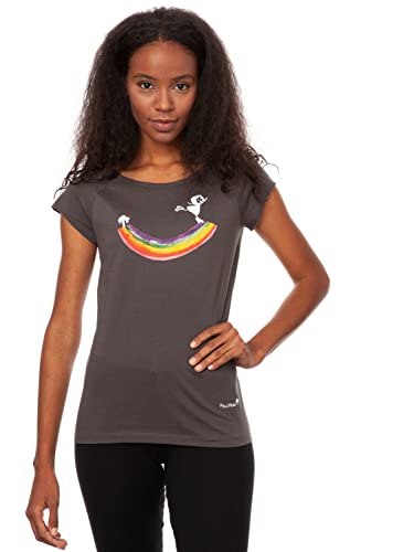 FellHerz Damen T-Shirt Rainbow Girl Darkgrey Bio, Fair und Vegan (S) von FellHerz