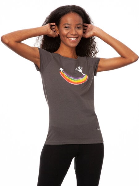 FellHerz Damen T-Shirt Rainbow Girl dark grey von FellHerz