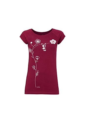 FellHerz Damen T-Shirt Schaukelmädchen Bio, Fair und Vegan (Dunkelrot, XL) von FellHerz