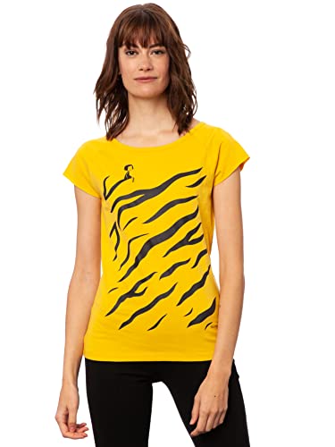 FellHerz Damen T-Shirt Tiger Girl Sunshine Bio, Fair und Vegan, Größe L von FellHerz
