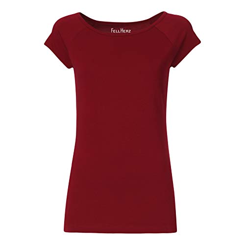 FellHerz Damen T-Shirt dunkelrot, Bio & Fair aus 100% Bio-Baumwolle und unter fairen Bedingungen hergestellt, nachhaltig, vegan, ökologisch, natürlich (M) von FellHerz