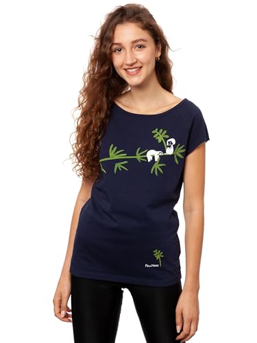 FellHerz Faultier dunkelblau - Damen T-Shirt Bio & Fair 100% Bio-Baumwolle nachhaltig öko alternativ Fee Mädchen Bambus Baum AST Organic (L) von FellHerz
