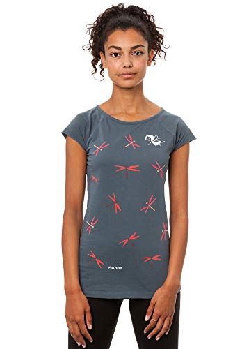 FellHerz Libellenmädchen graublau - süßes Damen T-Shirt Bio & Fair aus 100% Bio-Baumwolle, nachhaltig, vegan, ökologisch, alternativ, lustig, Organic Cotton, Fee (XL) von FellHerz