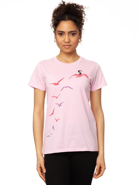 FellHerz Möwenflug rosa Damen T-Shirt Bio & Fair & Handbedruckt von FellHerz