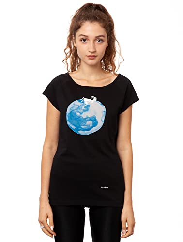 FellHerz Moon Girl schwarz - Damen T-Shirt Bio & Fair & Vegan (L) von FellHerz